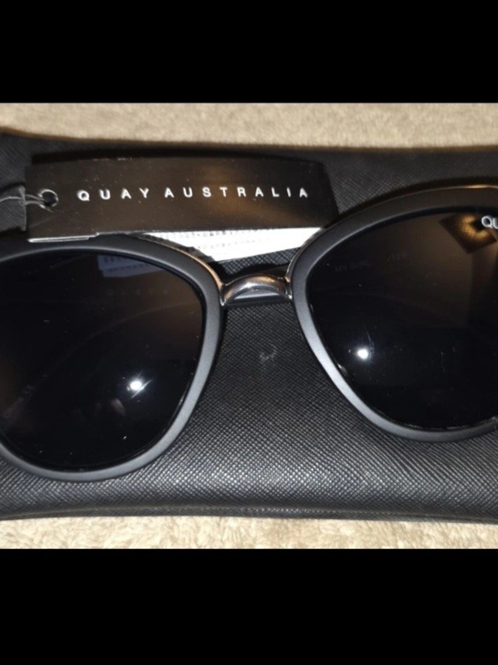 Quay Australia My Girl Women's Cat Eye Sunglasses Black Frame Tinted Lenses